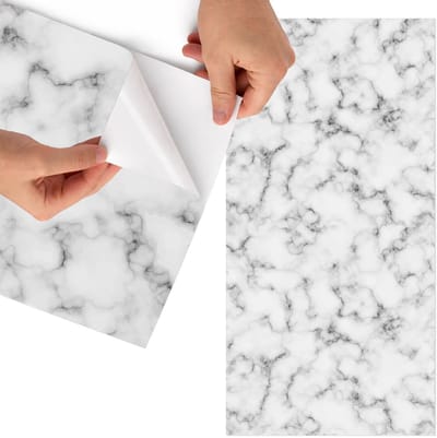 Tulup Meubelfolie - Marmerpatroon Plakfolie Meubels - 75x150 cm - Wit Meubelfolie - Meubel Wrap Folie - Minimalist Meubelfolie - Plakfolie Meubels - Keuken decoratie - Texturen