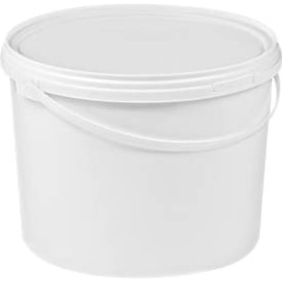 Emmer, met deksel & handvaten, 2,5 l, ISO-norm, Ø 157 x H 320 mm, voedselveilig, temperatuurbestendig, stapelbaar & nestbaar, recycleerbaar PP, wit, 10 st.