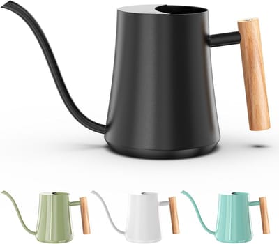 Zwarte metalen waterkan 35 oz met lange uitloop voor kamerplanten en bonsai