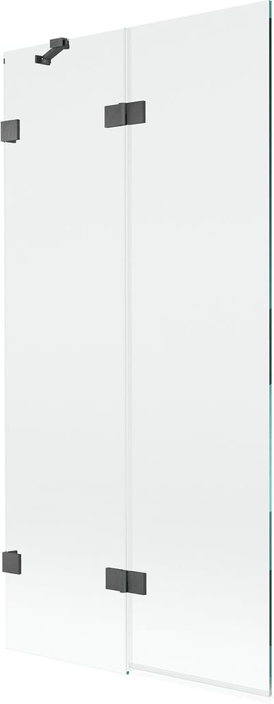 Mexen Lunar badwand 2-delig links 90 x 150 , transparant, geborsteld pistoolgrijs - 897-090-100-66-00-L