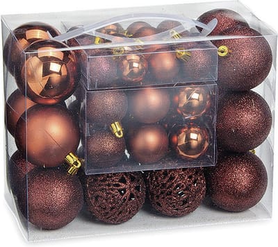 G. Wurm Kerstballen - set 50x st - bruin - 3,4,6 cm - kunststof - kerstversiering - onbreekbare kerstballen