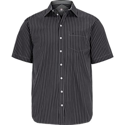 Jan Vanderstorm herren Gestreept Overhemd - 41/42 - zwart - Plus Size