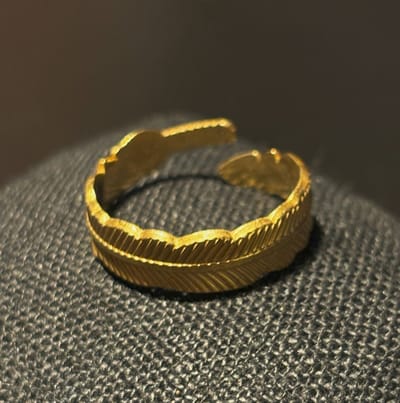 Goudkleurige No-Fade Waterproof Vintage Veer Design Ring - 316L RVS