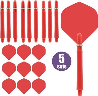 ABC Darts - Dart Flights en Dart Shafts - Rood - 5 sets