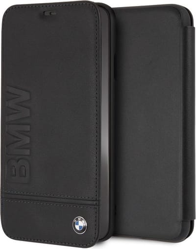 iPhone Xs Max Bookcase hoesje - BMW - Effen Zwart - Leer