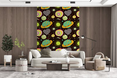 Behang - Fotobehang Patronen - Ruimte - Planeten - Jongens - Kinderen - Kids - Breedte 165 cm x hoogte 220 cm
