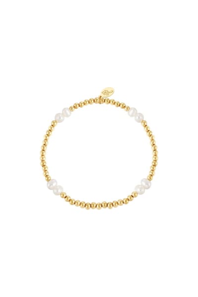 Armband pearl mix goud kleur stainless steel