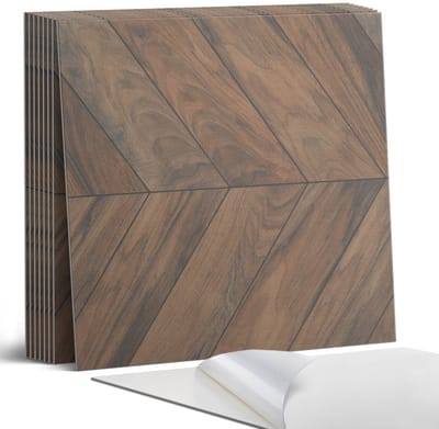 Coloray Plaktegels - Visgraatpatroon Portugese Tegels - 30 cm x 30 cm - Bruin Plaktegels - 9 stuks - Vierkant PVC Tegels - Plaktegels Keuken - Zelfklevende Vloertegels - Vinyl Tegels Zelfklevend - Zelfklevende Tegels