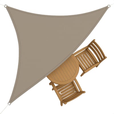 Cheqo® Schaduwdoek Driehoek - Schaduwnet - Zonwering - Zonnezeil - Luifel - Waterafstotend - 3.6 M - Polyester UV-bescherming - Taupe