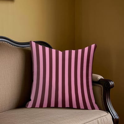 Roze & Bordeaux Rood Verticale Strepen vierkant Jacquard Kussenhoes voor Bank Kantoor Lendenkussenhoes Huis Decoratieve Kussensloop 50x50cm