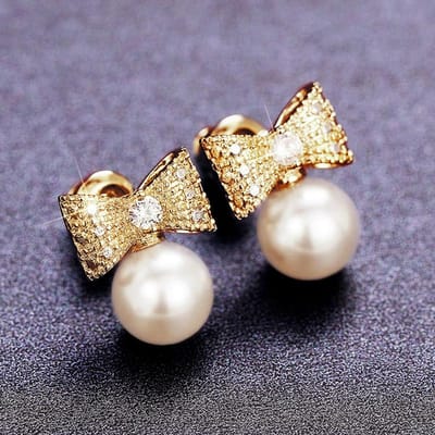 Boucles d'oreilles Huitan Tempérament Jolies Filles Perles Artificielles Accessoires Esthétiques de Fête Cadeaux Exquis Boucles d'oreilles Mode pour Femmes