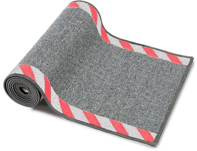FLOORDIREKT Kabelbeschermingsmat Met Waarschuwingsrand - Voor Binnen - Veiligheidsmat voor Kantoor & Magazijn - Met Antislip Rug - Afwasbaar - Kabelbrug op Maat - Rood/Wit - 40 x 50 cm