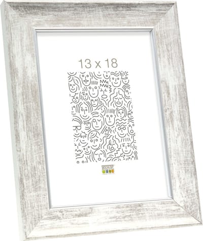 Deknudt Frames fotolijst S46EE1 - wit met zilver biesje - 13x18 cm