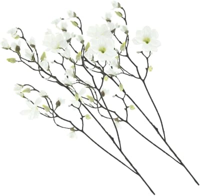 Bellatio Design Kunstbloem Magnolia tak Osaka - 2x - 123 cm - wit - Kunst zijdebloemen