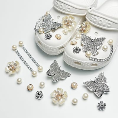Schoenaccessoires-geschikt voor crocs charms- geschikt voor crocs pins- geschikt voor crocs Accessoires- geschikt voor Crocs Jibbitz-CJ-240 boom tweevoudige vlinder set van 14 stuks