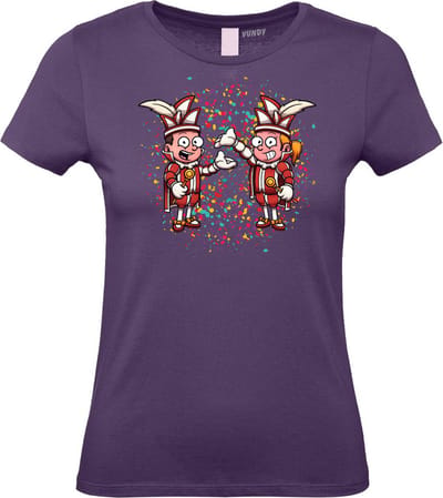 Dames T-shirt Carnavals Paar | Carnaval | Carnavalskleding Dames Heren | Paars | maat XS