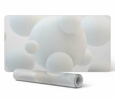 Bureauonderlegger voor grafisch ontwerpers en vormgevers, pastelkleurige 3D-bollen, 90x45 cm