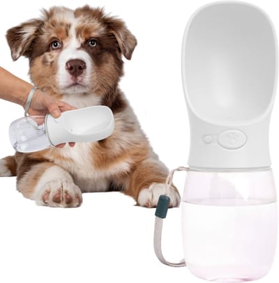 JAXY Drinkfles Hond - Honden Waterfles - Drinkfles Honden Onderweg - Waterfles Hond - Honden Drinkfles - 350ml - Wit