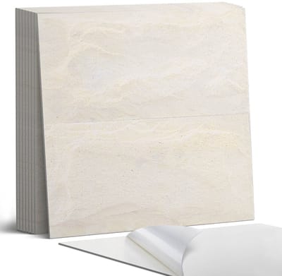 Coloray Plaktegels - Natuursteen textuur Portugese Tegels - 30 cm x 30 cm - Romig Plaktegels - 9 stuks - Vierkant PVC Tegels - Plaktegels Keuken - Zelfklevende Vloertegels - Vinyl Tegels Zelfklevend - Zelfklevende Tegels
