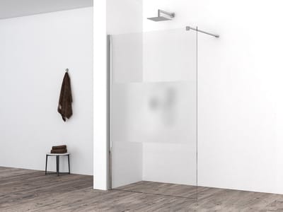 Wiesbaden Partly inloopdouche 120x200cm 10mm NANO coating glas met gedeeltelijk mat glas aluminium profiel zilver
