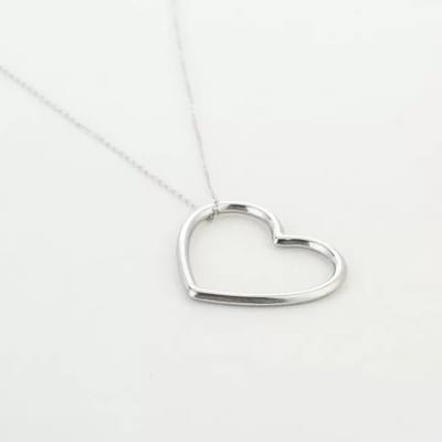 Bijoutheek Collier groot open hart Zilver