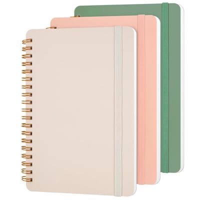 Utron 3 stuks klein spiraalvormig notitieboek 5x7, notitieboeken voor het maken van notities, Morandi spiraal dagboek, notitieboek, werknotitieboek, kleine notitieboeken 5x7 met riem, schattige