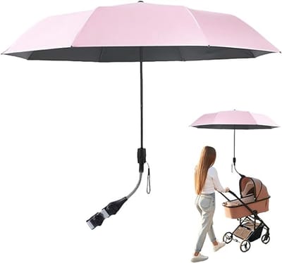 Kinderwagenparasol, UV-bescherming 90 cm Kinderwagenparasol met verstelbare clip, Kinderwagenparasolclip voor kinderwagens, kinderwagens en rolstoelen