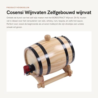 Dailygoods- Wijnvat Houten - Half Wijnvat - Wijnvat Bloembak - Wijnvat Plantenbak - Wijnvaten - 5 Liter Inhoud - Houten Vat