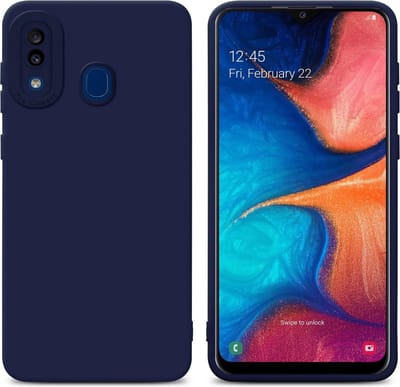 Cadorabo Hoesje geschikt voor Samsung Galaxy A20 / A30 / M10s in FLUID DONKER BLAUW - Beschermhoes gemaakt van flexibel TPU silicone Cover Fluid Case