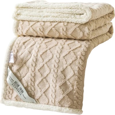 Livano Dekentje - Deken - Pluche - Wollen - Fleece - Plaid - Knuffeldeken - Bank Deken - Khaki - 150x200cm