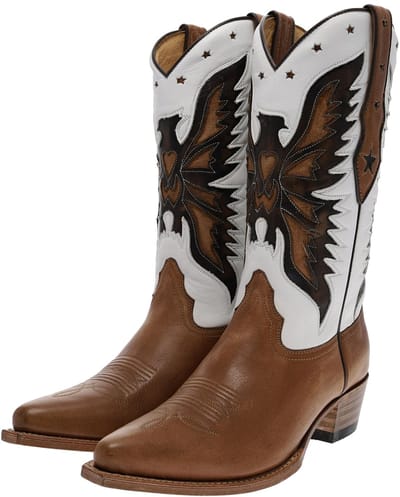 Sendra 5514 ROSMY LIBERT Damen Westernstiefel Braun Weiß - 36 EU