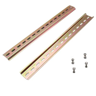 Dailygoods - DIN-rail - metalen DIN-rail - 2 stuks - 300 mm - montagerail - met zeskantschroeven en moeren - geschikt voor schakelkasten - staal