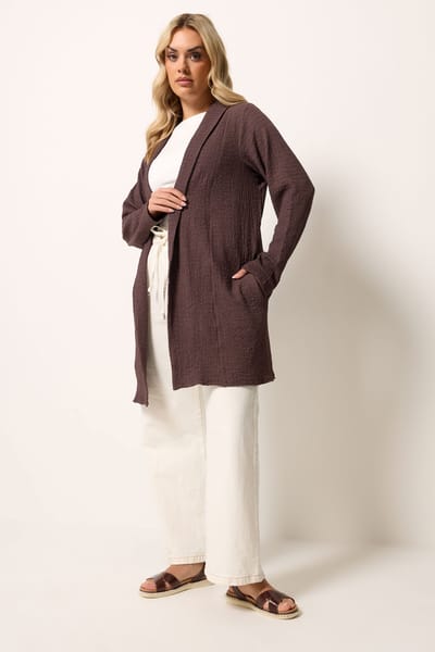 Yours Chocoladebruine Blazer Met Bubbeltextuur Size 44