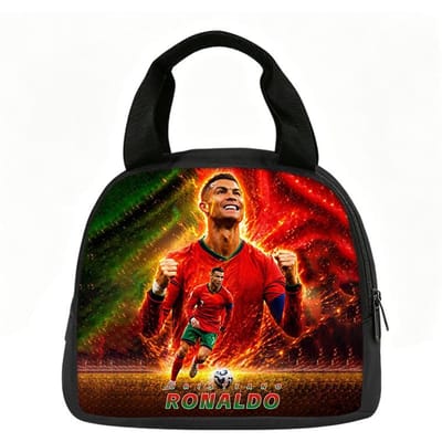 Leer, Reizen Handtas Geïsoleerde Lunchtas Herbruikbaar Ronaldo Lunchbox Voetbalster Student Bento Voedselcontainer Zakken