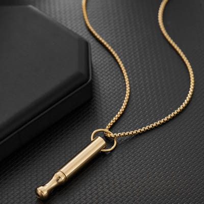 Ademwerk Meditatie Mindfulness Ademhaling Anti-Rook Ketting Roestvrij Staal Fluitje Angstverlichting Sieraden black