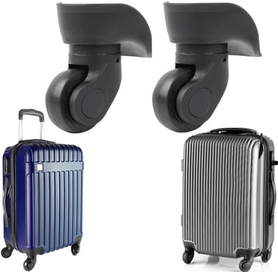 2 stuks kofferwielen - Vervangingswielen voor trolleykoffers - Reservereparatiewielen - Stille zwenkwielen - Universele zwenkwielen - Inclusief montageschroeven- Geschikt voor koffers, bureaustoelen, trolleykoffers (9,5*4,7 cm - Zwart)