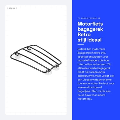 Dailygoods- Bagagerek Retro Stijl - Motorfiets Bagagerek - Zwart - Duurzaam - Schokbestendig - Lichtgewicht - Motorfietsdrager