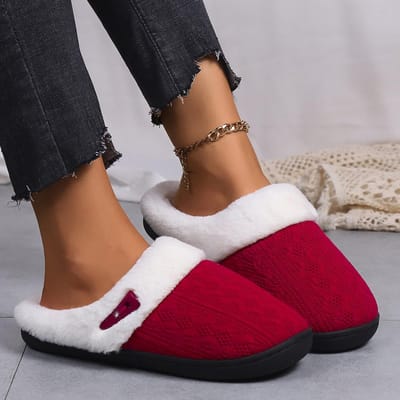 Katoenen Pantoffels Platte Zool Huispantoffels Zachte Antislip Katoenen Pantoffels Zachte Zolen 36-37 wijnrode kleur