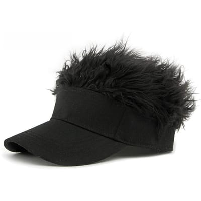 Casquette de Baseball pour Homme Cheveux Courts Synthétiques Cheveux Pointus Perruque Chapeau Faux Cheveux Visière Pare-Soleil Réglable Accessoire de Performance Fantaisie Hip-Hop adjustable black