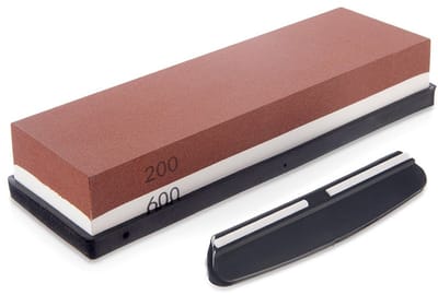Orion Universale Messenslijper - Tweelaags Slijpsteen - Antislip Basis - 18,5x6x3 cm - Keramische Rollen