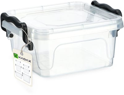 KADAX Opbergdoos met deksel, robuuste plastic container van kunststof, lunchbox, transparante vershouddoos, lunchbox met kliksluiting (0,35 l)