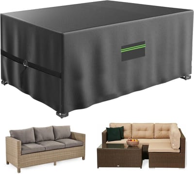 Famanu - Waterdichte terrasbankhoezen, 420D Oxford-stof hoes voor buitentafel en stoelen, buitenkubus, rotan set hoezen met ventilatieopening, uv- en scheurbestendig, 250 x 250 x 90