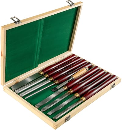 Houtdraaibeitels - Draaibank Beitelset 8-delig - Lengtes 17 en 23 cm - Voor Houtsnijwerk en Meubelbewerking - Met Opbergdoos