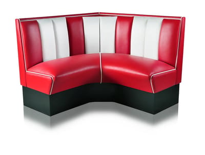 Bel Air Dinerbank Quarter Circle Booth HW-120-120 Rood