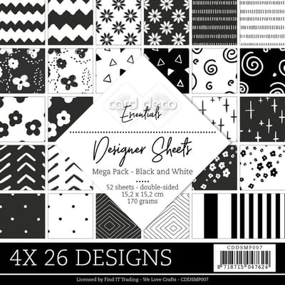 Card Deco Essentials - Designer Sheets Mega Pack - Black and White