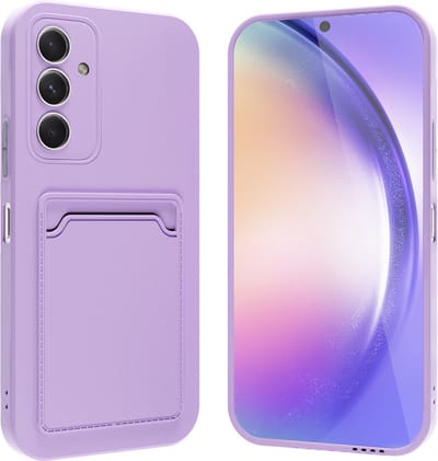 ShieldCase siliconen hoesje met pasjeshouder geschikt voor de Samsung Galaxy A15 hoesje - telefoonhoesje met ruimte voor pasjes - siliconen back cover (paars)