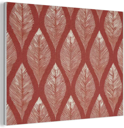 Akoestisch wandpaneel 40x30 cm - Vilt schilderij Bladeren - Rood - Elegant - Akoestische panelen - Geluidsdempende wanddecoratie - Geluidsisolatie woonkamer - Muurdecoratie geluidspanelen