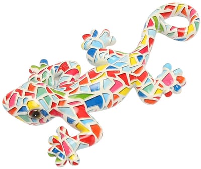 Cosensi- Wanddecoratie Gekko 14 Cm - Tuinsculptuur - Wanddecoratie Buiten - Wanddecoratie Tuin - Duurzaam Kunsthars - Heldere Kleuren - Tuindecoratie