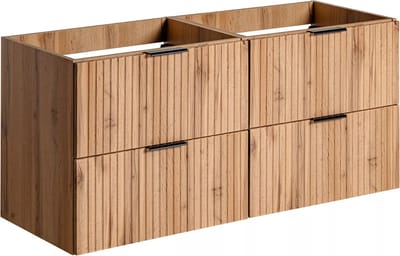 Vente-unique Geribbeld hangmeubel onder wastafel - Licht naturel - L120 cm - ZEVARA