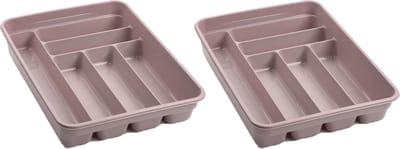 Plasticforte Bestekbak - 6-vaks - roze - 40 x 30 x 7 cm - bestekhouder